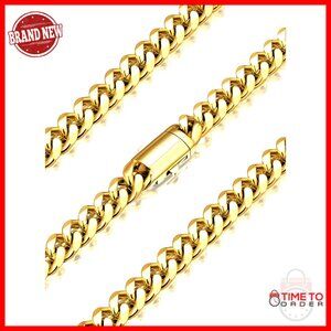 Stainless Steel Cuban Link Chain Necklace for Men, Chunky Curb 6-12mm
